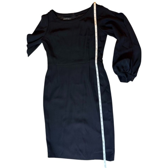 Lafayette 148 New York Black Sheath Dress Long Sleeve Cut Out Detail Size S - Picture 9 of 9